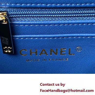 Chanel Quilted Shiny Calfskin  &  Gold-Tone Metal Small box Bag AS4470 Blue 2023